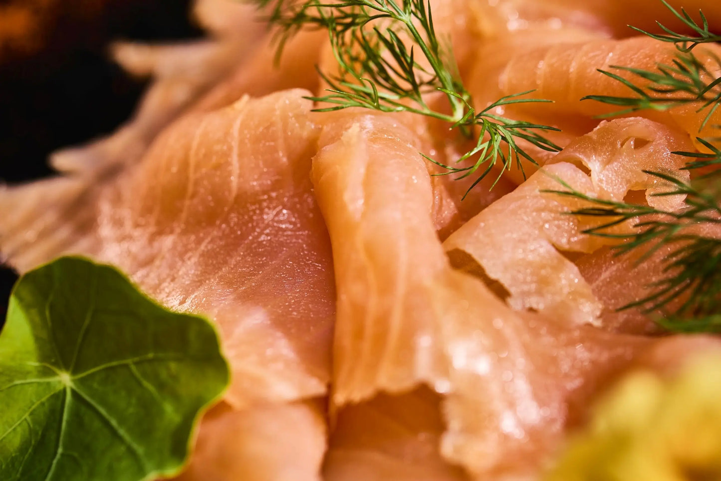 Dill und Räucherlachs in Nahaufnahme 